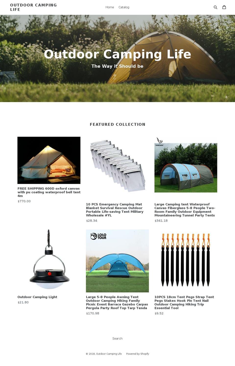outdoorcampinglife.com — Shopify storefront screenshot