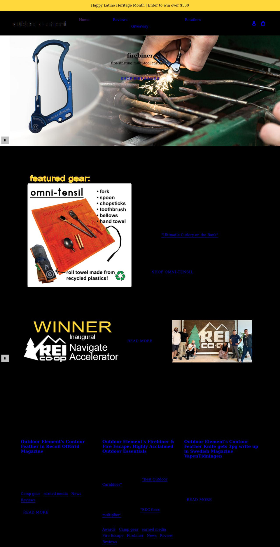 outdoorelement.com shopify website screenshot