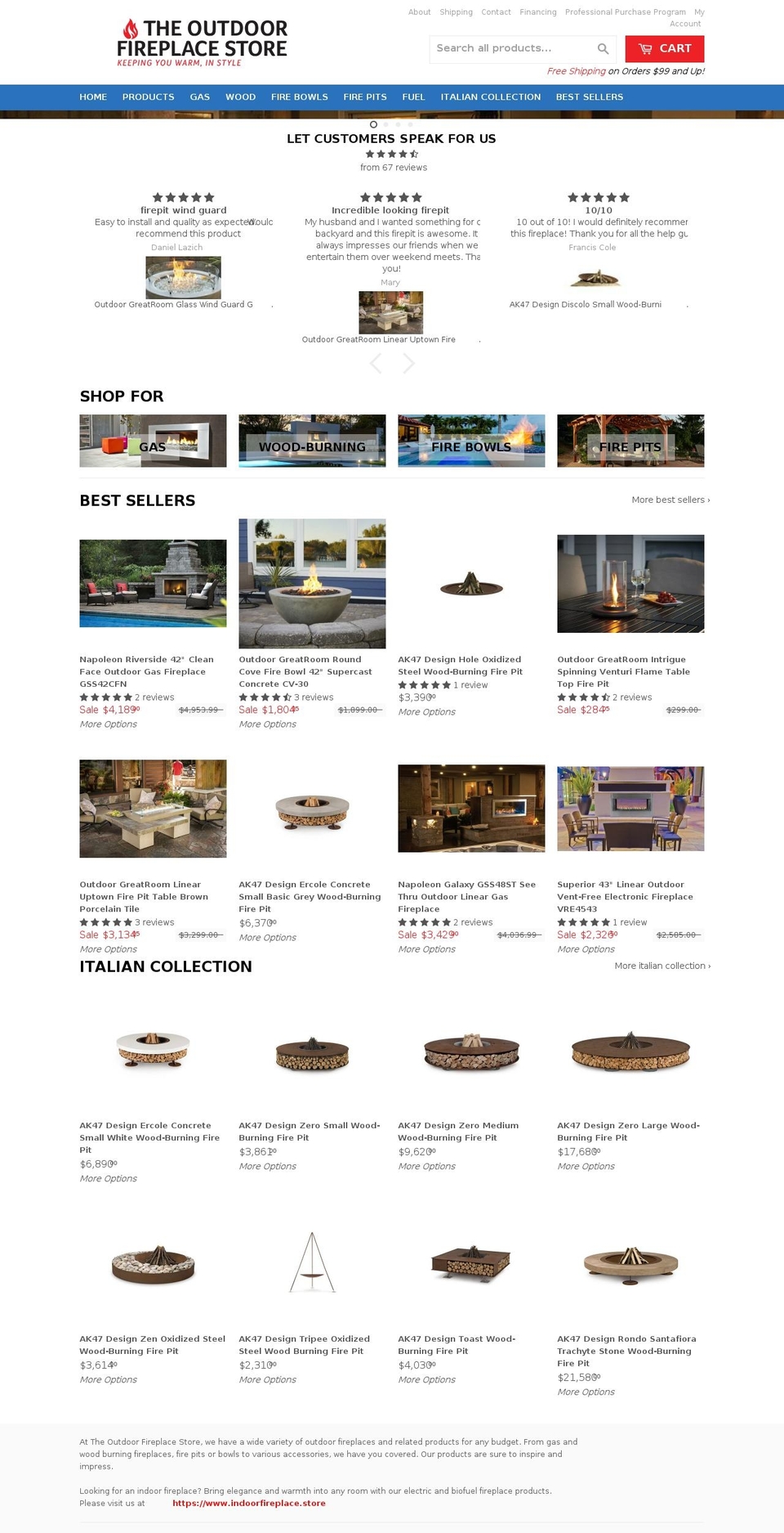 outdoorfireplace.store shopify website screenshot