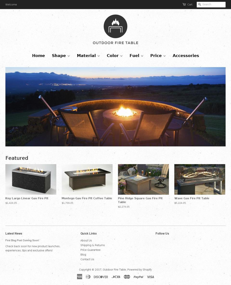 outdoorfiretable.com shopify website screenshot