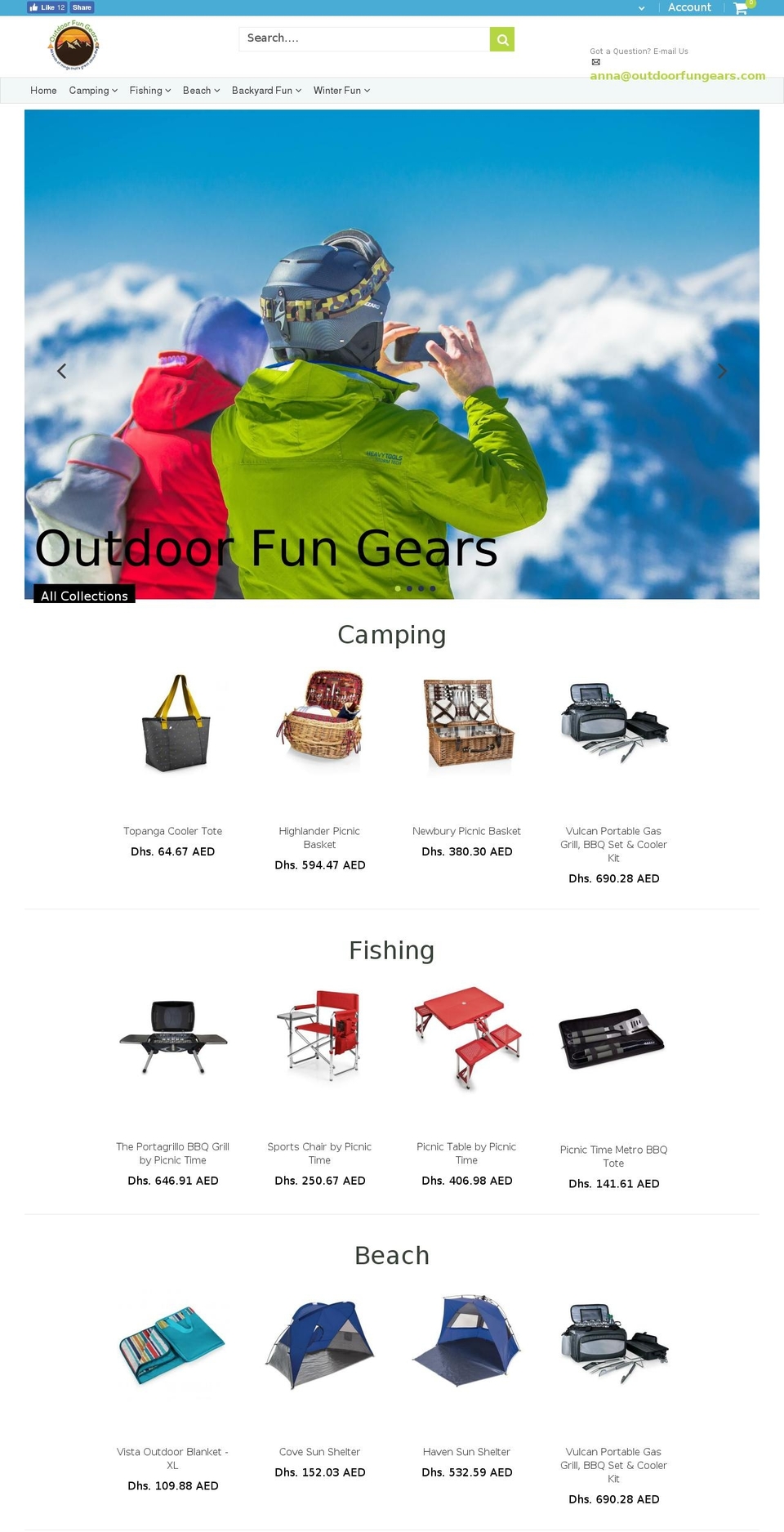 outdoorfungears.com shopify website screenshot