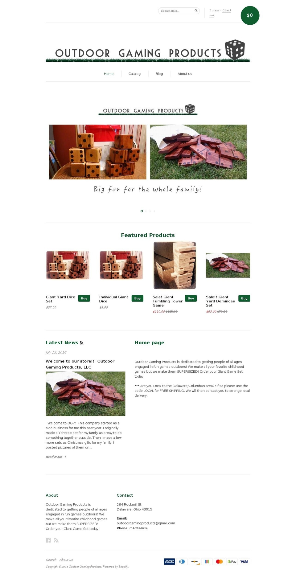 outdoorgamingproducts.com shopify website screenshot