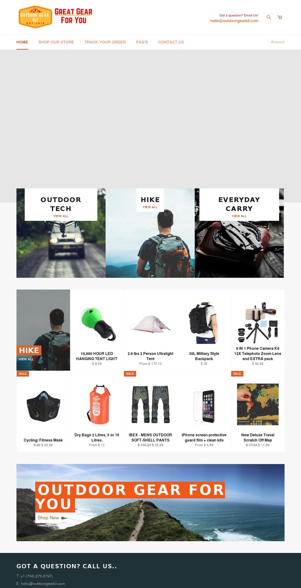 outdoorgearkit.com — Shopify storefront screenshot