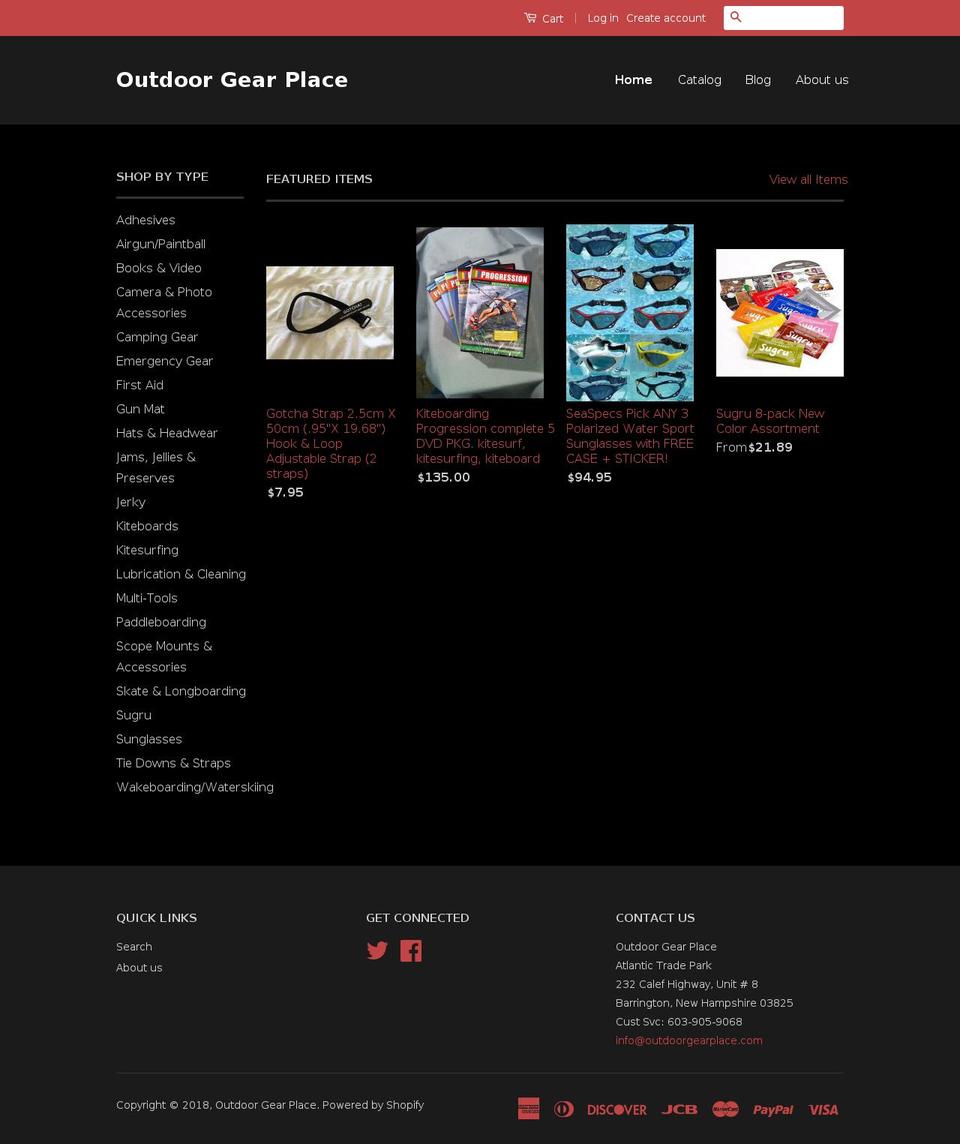 outdoorgearplace.com shopify website screenshot