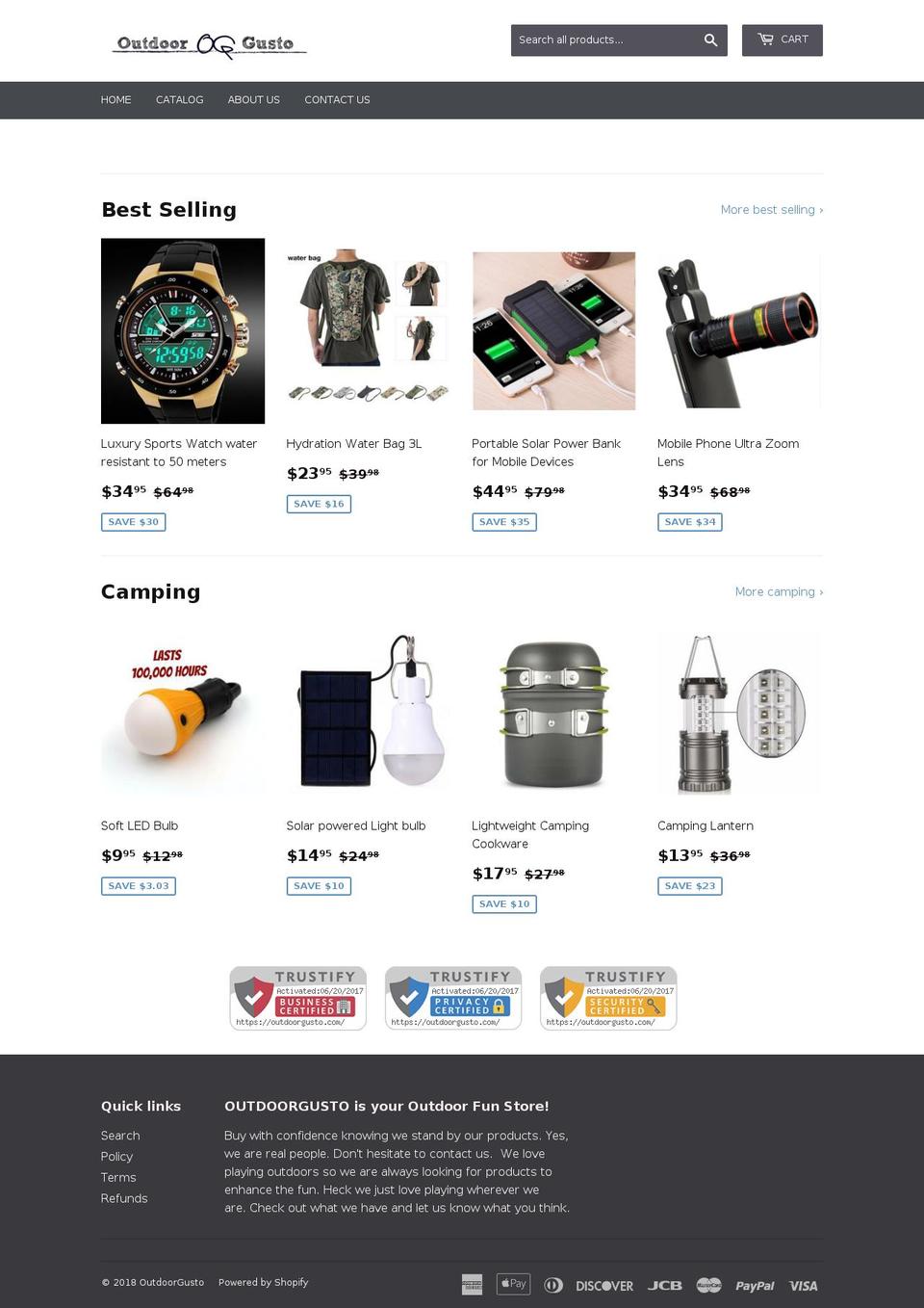 outdoorgusto.com — Shopify storefront screenshot
