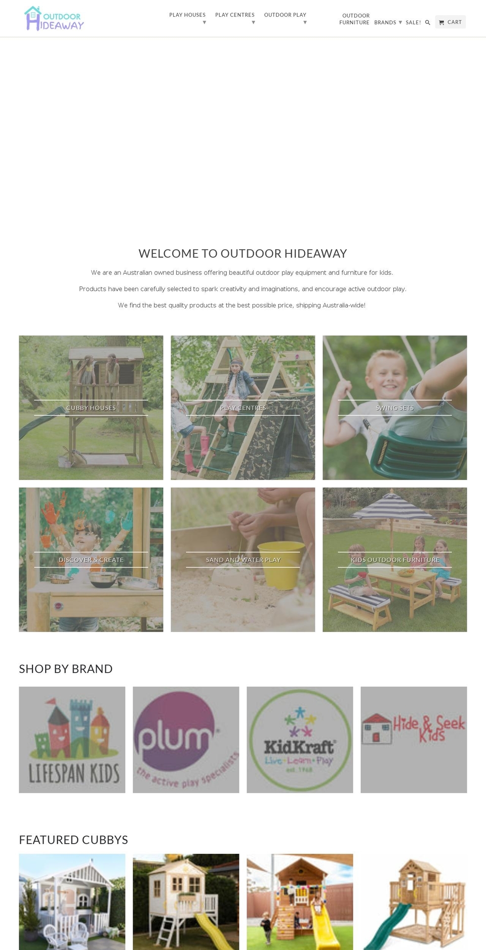 outdoorhideaway.com.au shopify website screenshot
