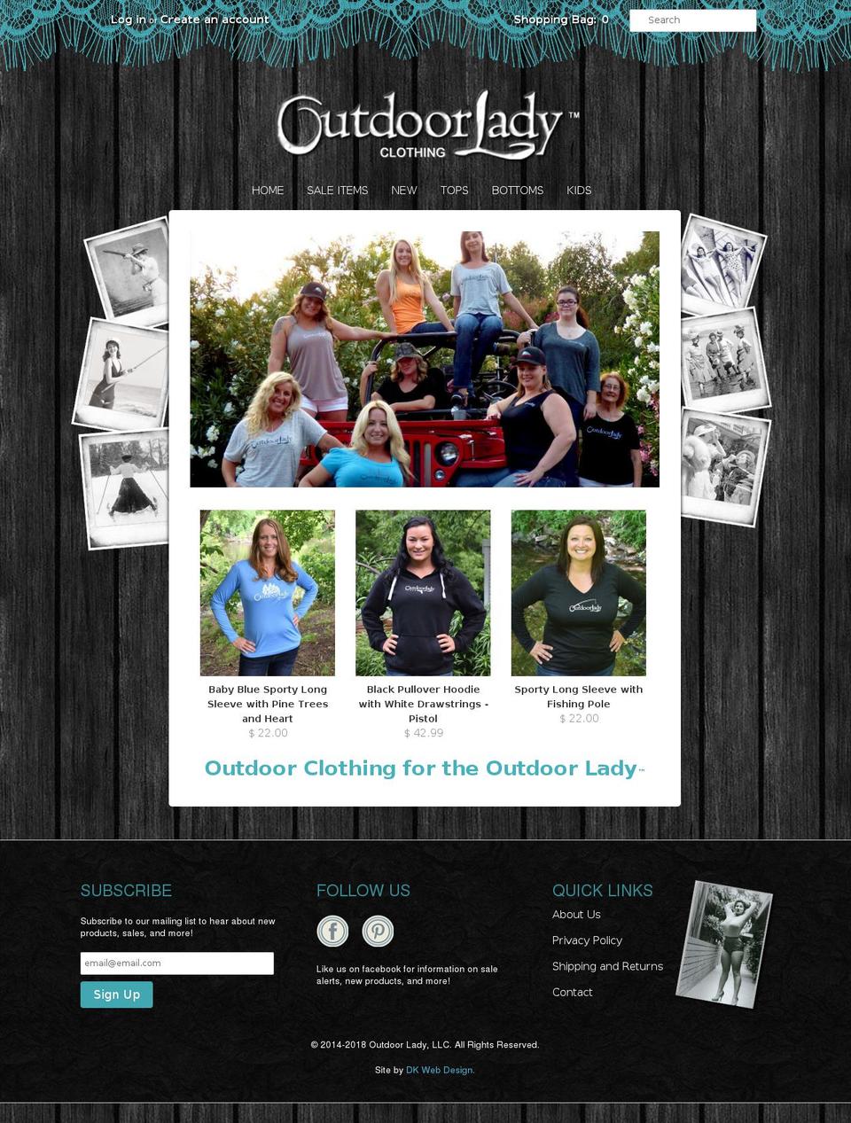 outdoorladyclothing.com — Shopify storefront screenshot