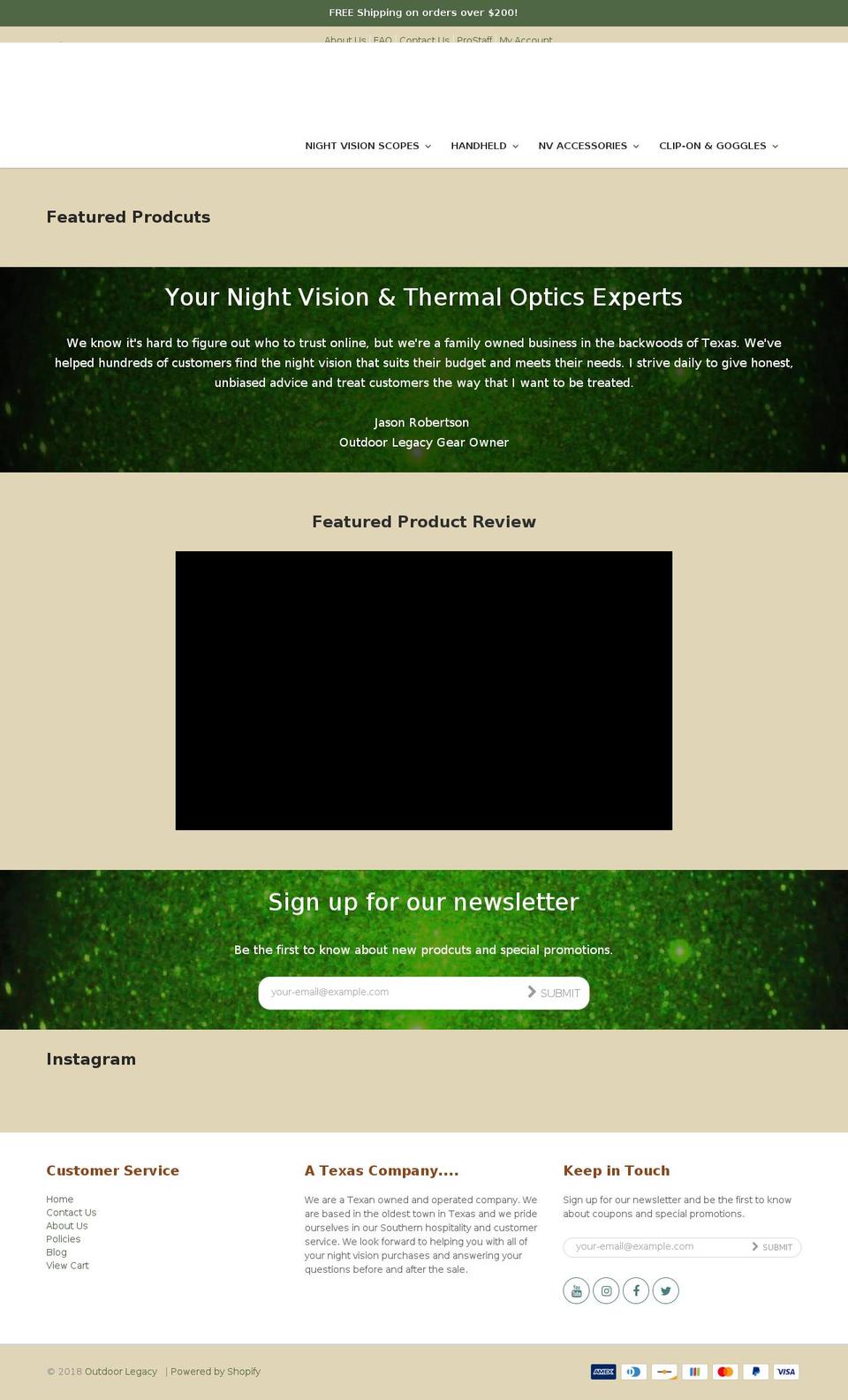 outdoorlegacystore.com — Shopify storefront screenshot
