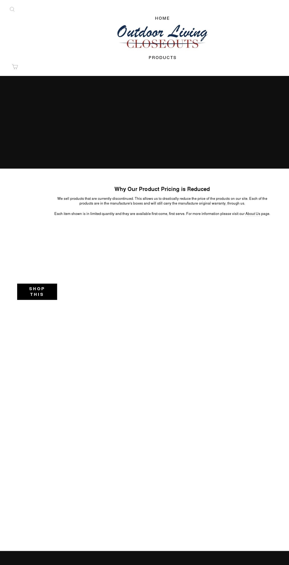 outdoorlivingcloseouts.com shopify website screenshot