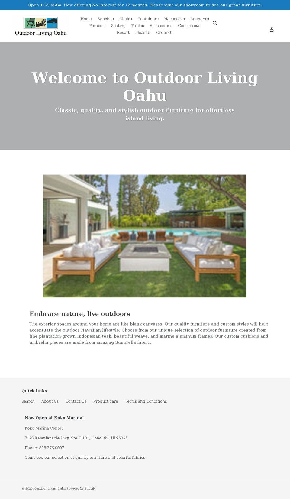 outdoorlivingoahu.com shopify website screenshot