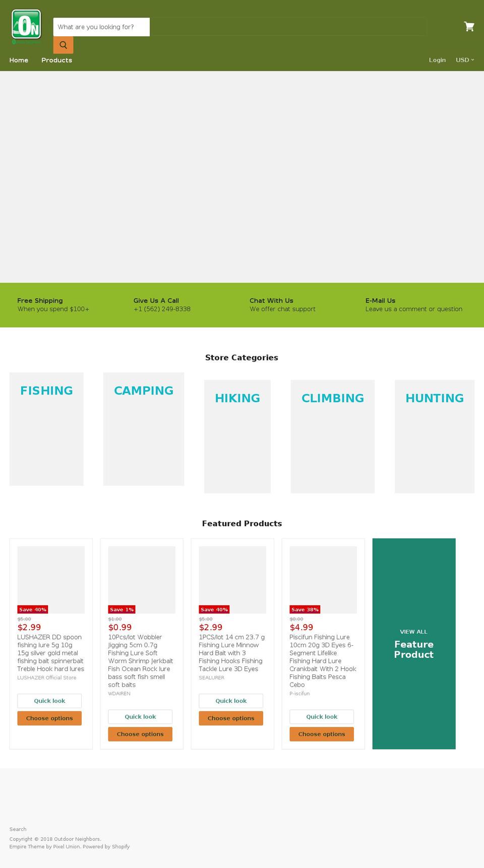outdoorneighbors.com — Shopify storefront screenshot