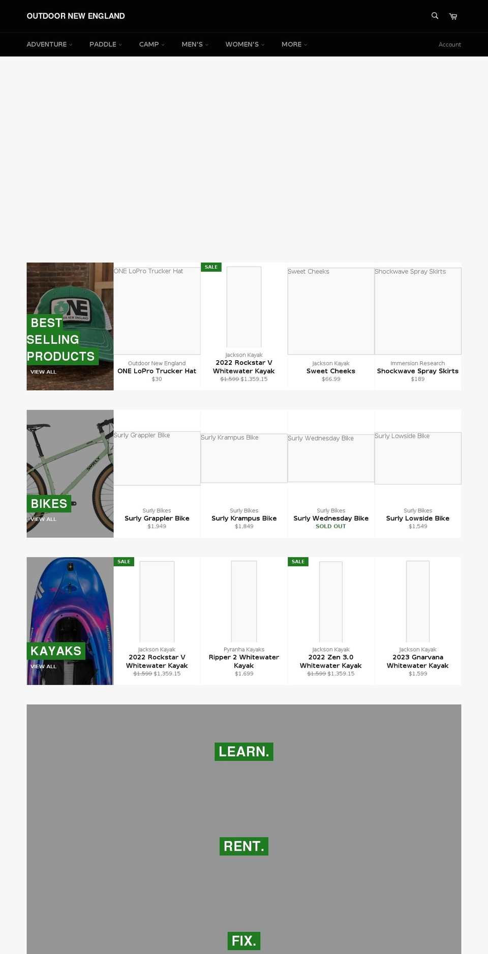 outdoornewengland.com shopify website screenshot