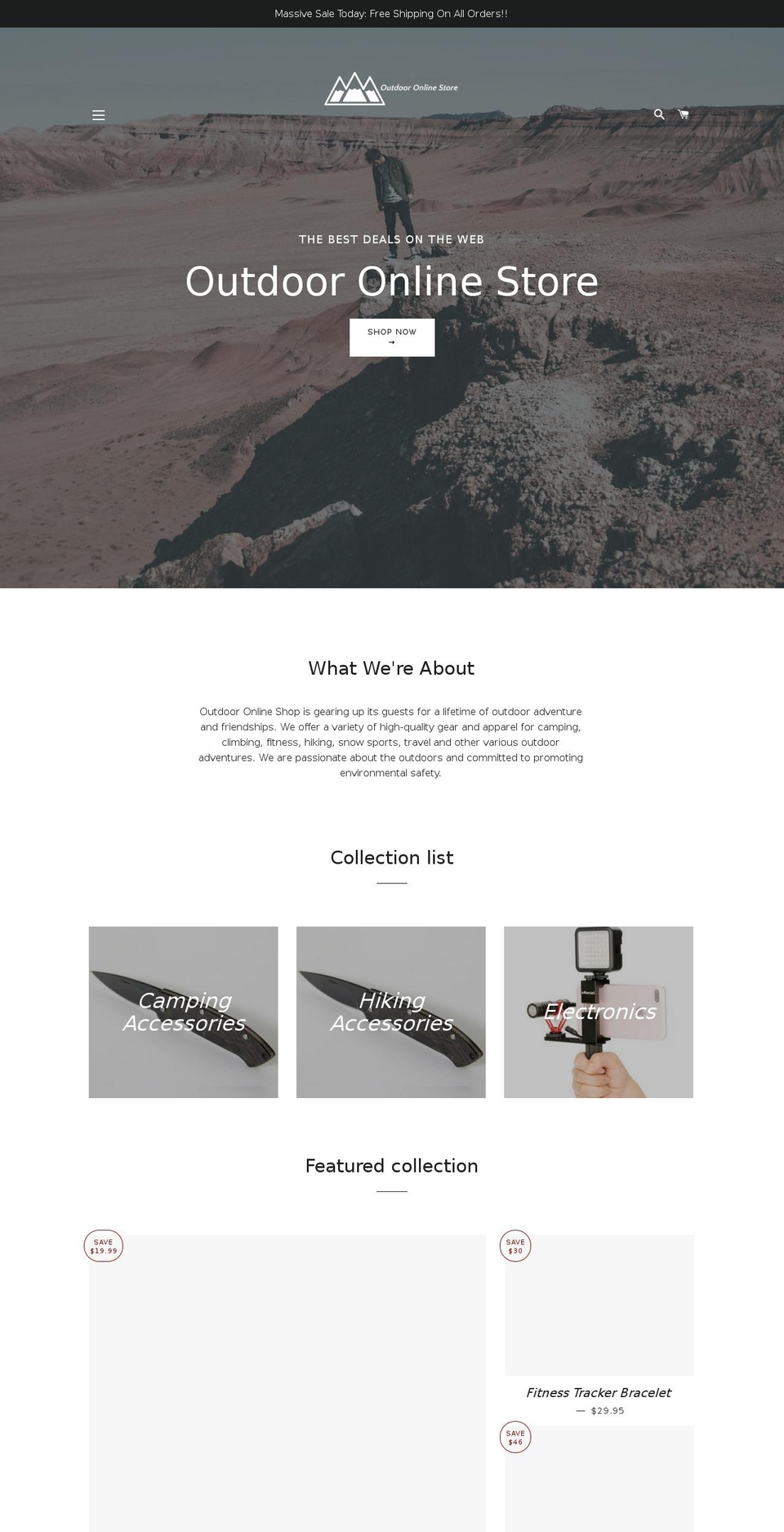 outdooronlinestore.com — Shopify storefront screenshot