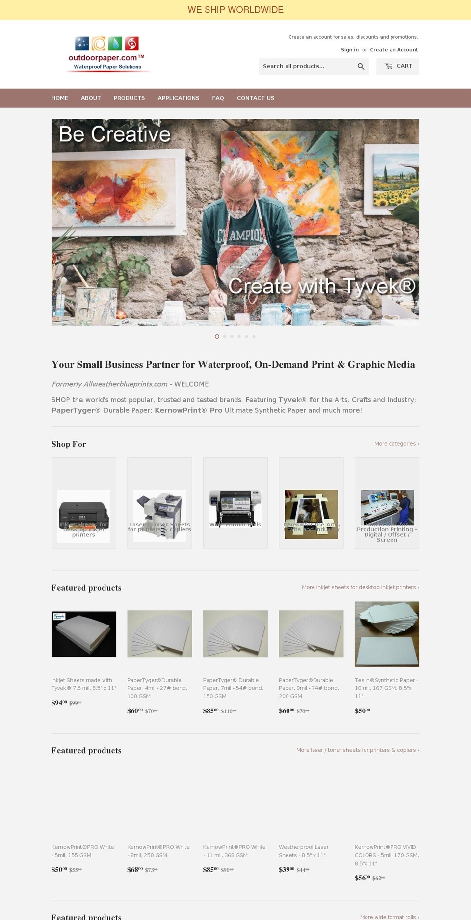 outdoorpaper.com — Shopify storefront screenshot