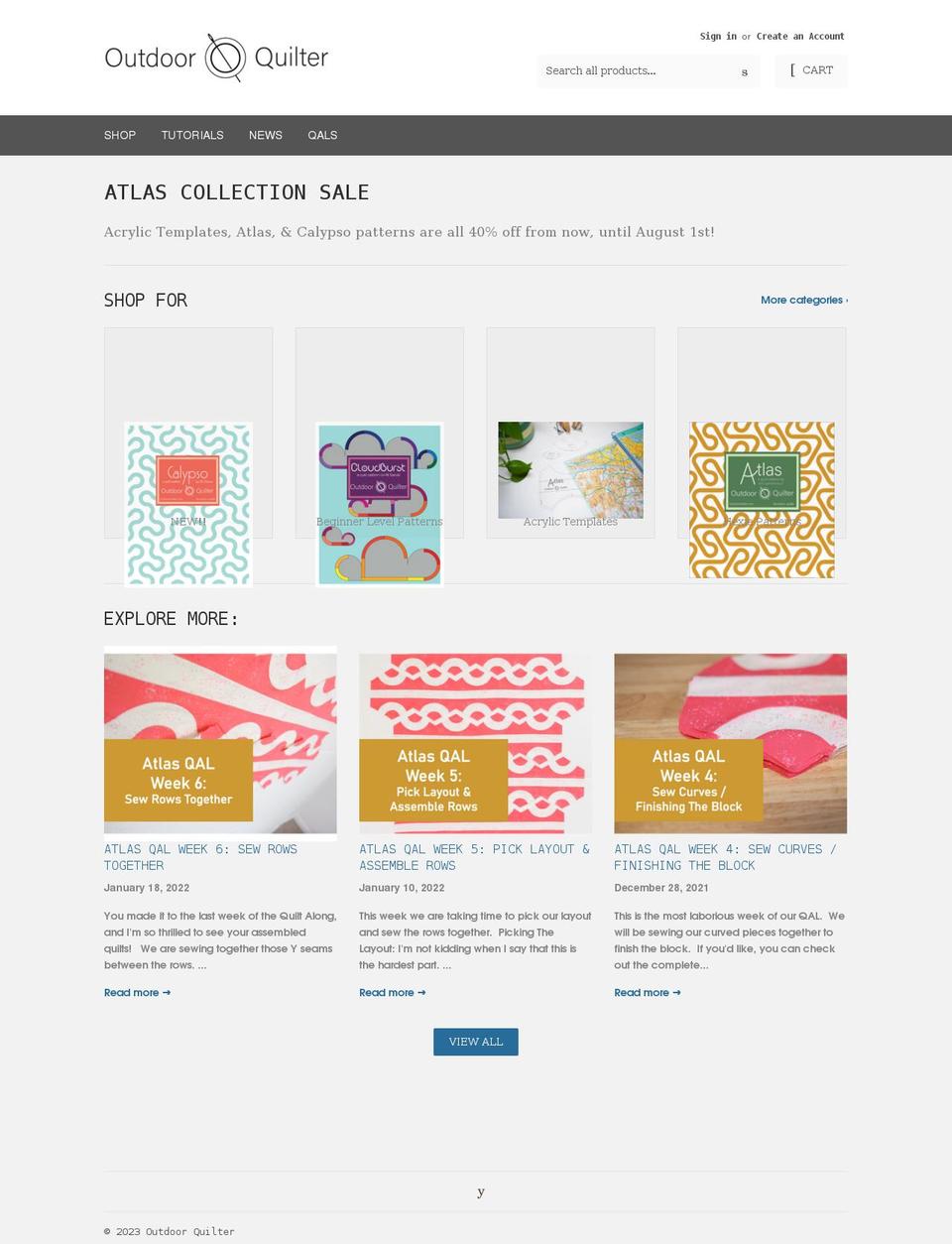 outdoorquilter.com shopify website screenshot
