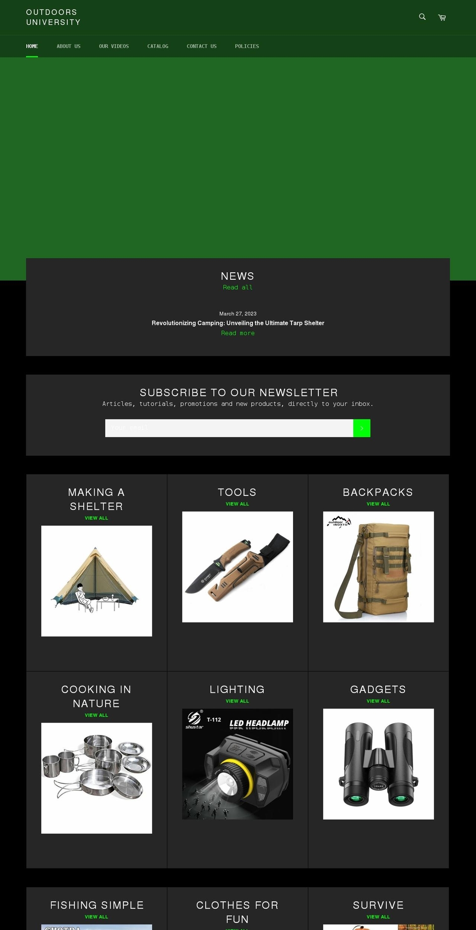 outdoors-university.com shopify website screenshot