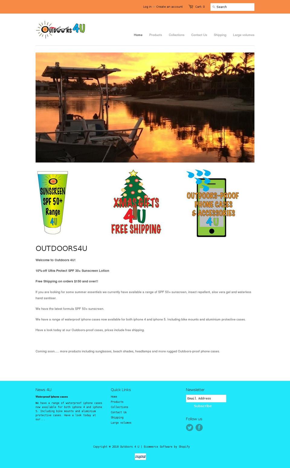 outdoors4u.com.au shopify website screenshot