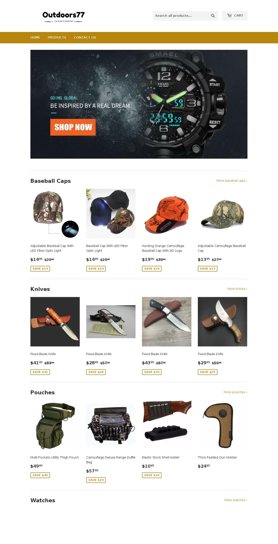 outdoors77.com — Shopify storefront screenshot
