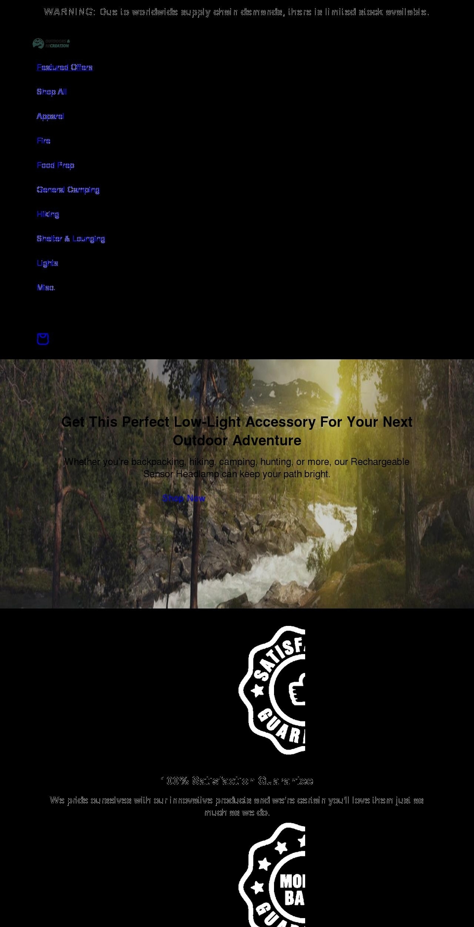 outdoorsandrecreation.com — Shopify storefront screenshot