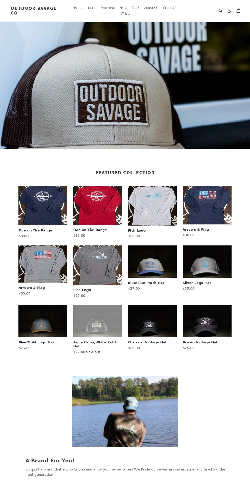 outdoorsavageco.com — Shopify storefront screenshot