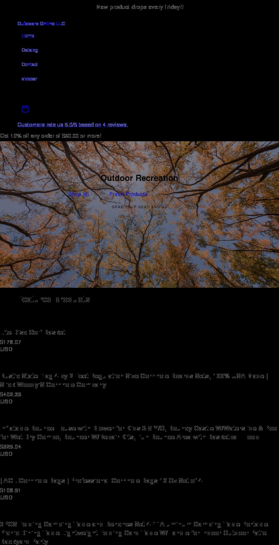 outdoorsonline.net shopify website screenshot