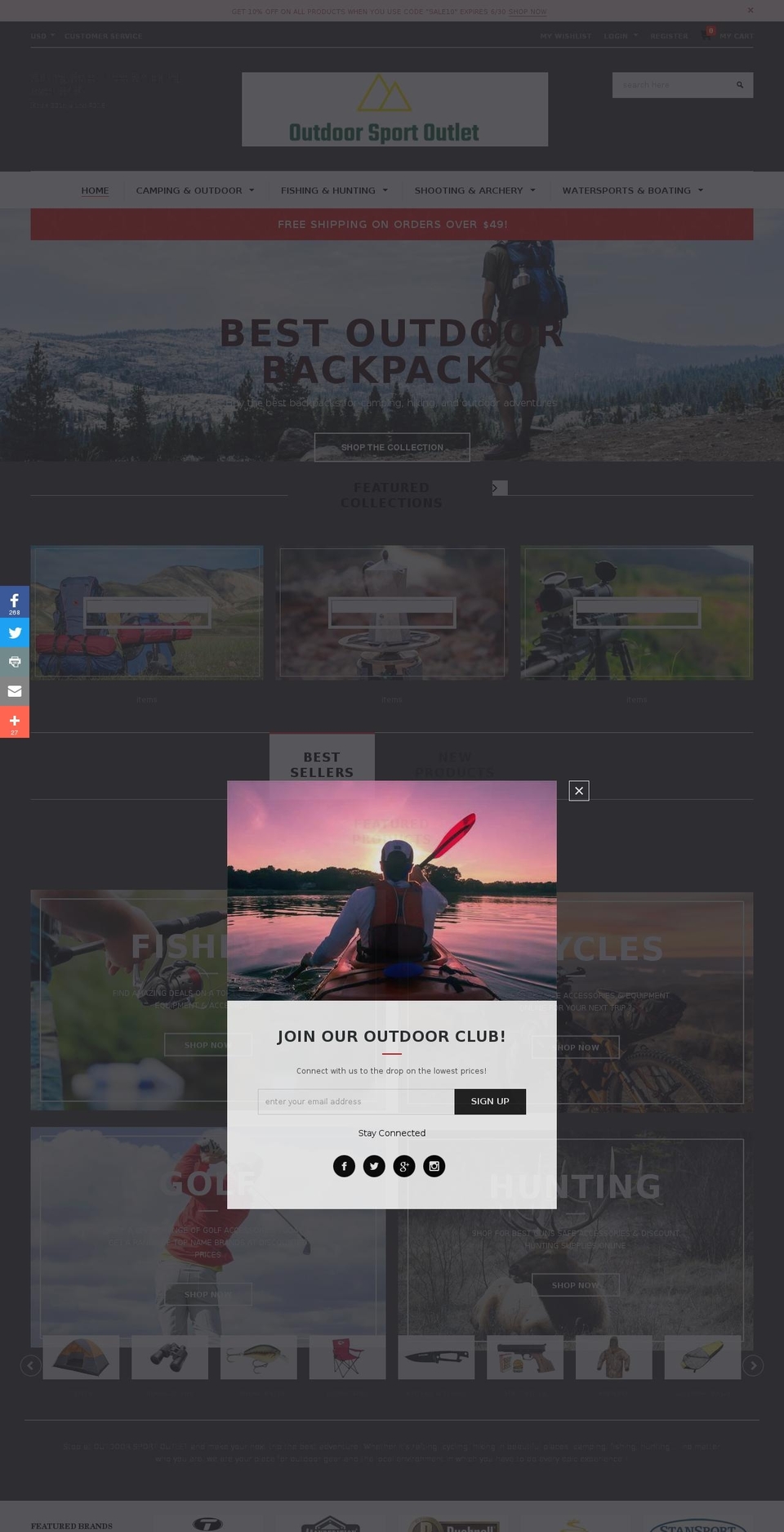 outdoorsportoutlet.com — Shopify storefront screenshot