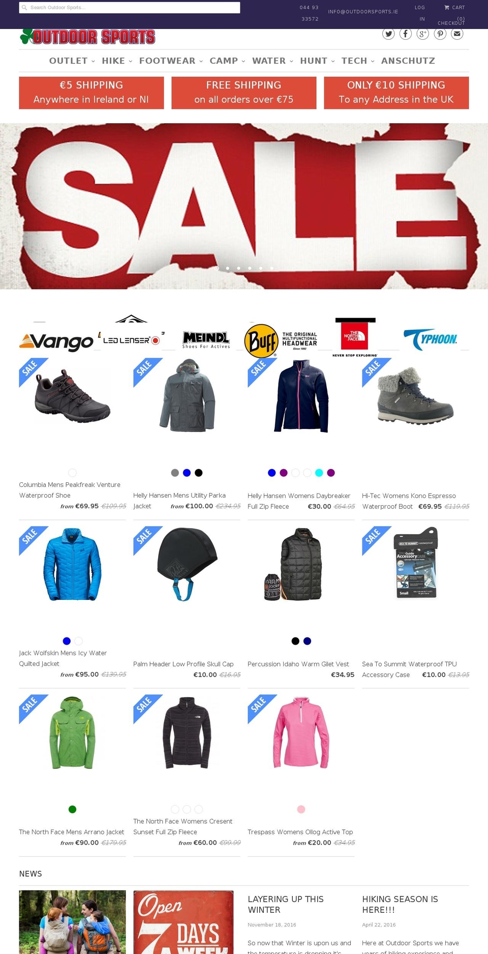 Sports Shopify theme site example outdoorsports.ie