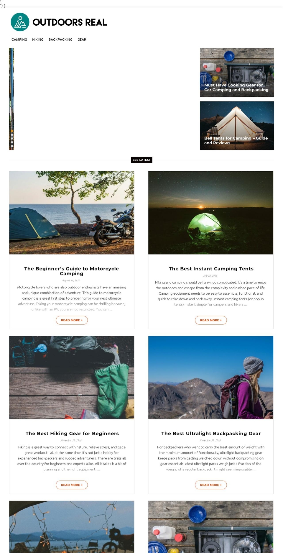 outdoorsreal.com — Shopify storefront screenshot