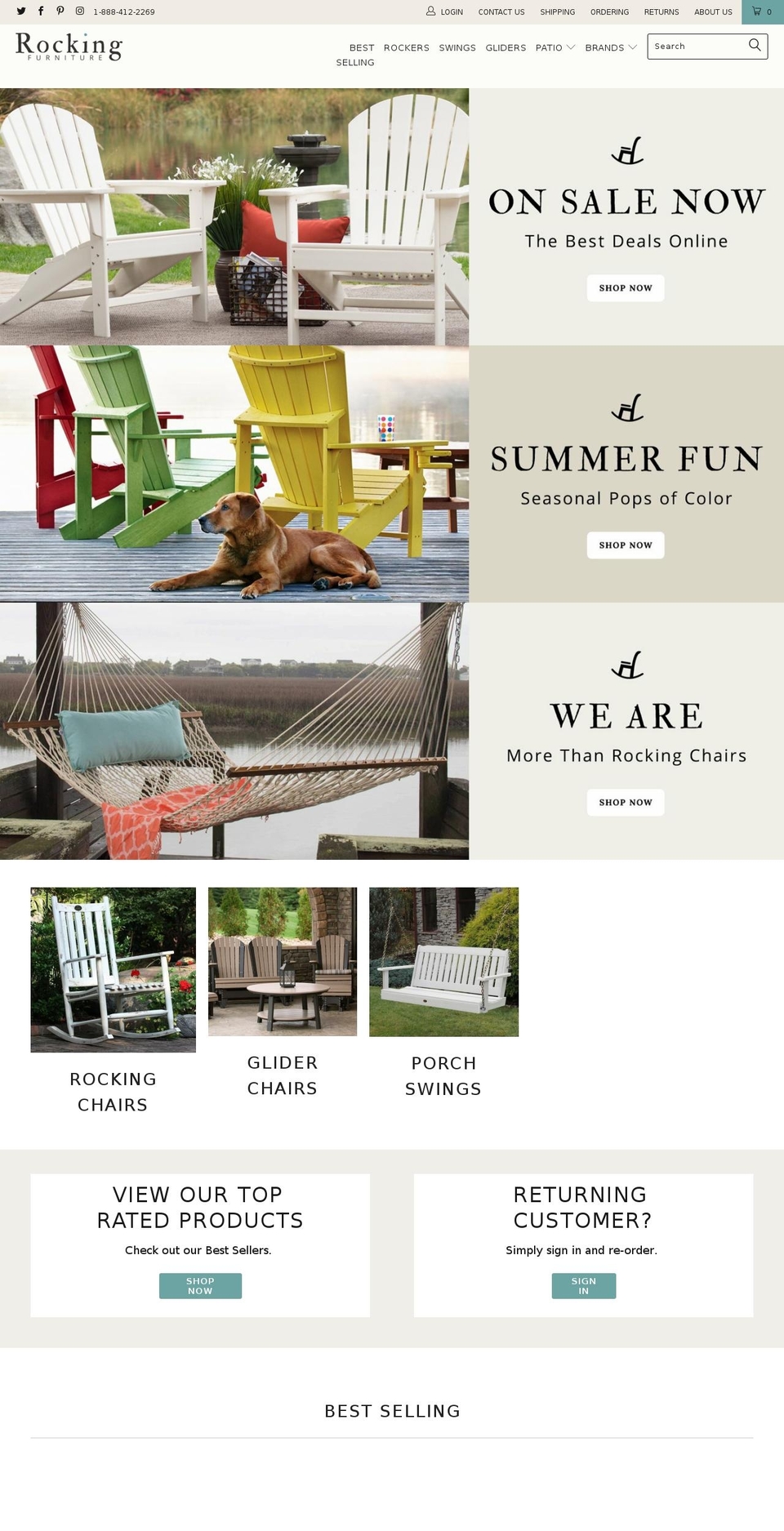 outdoorsrockingchair.com shopify website screenshot