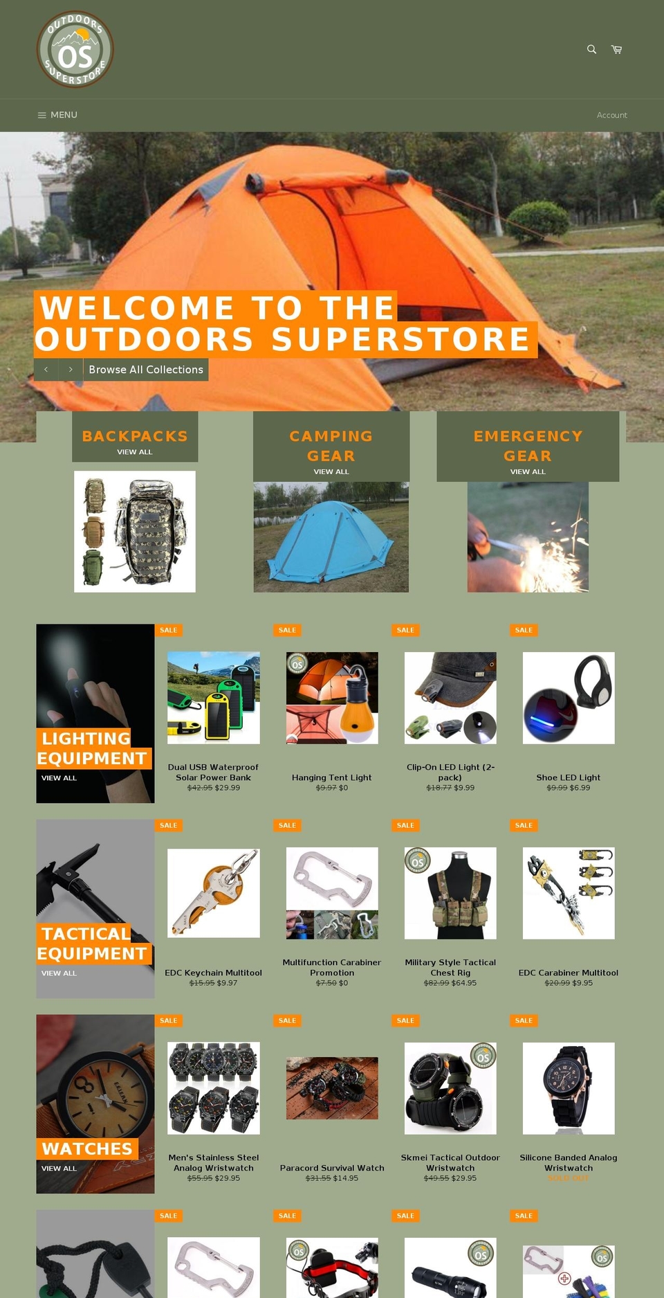 outdoorssuperstore.com shopify website screenshot