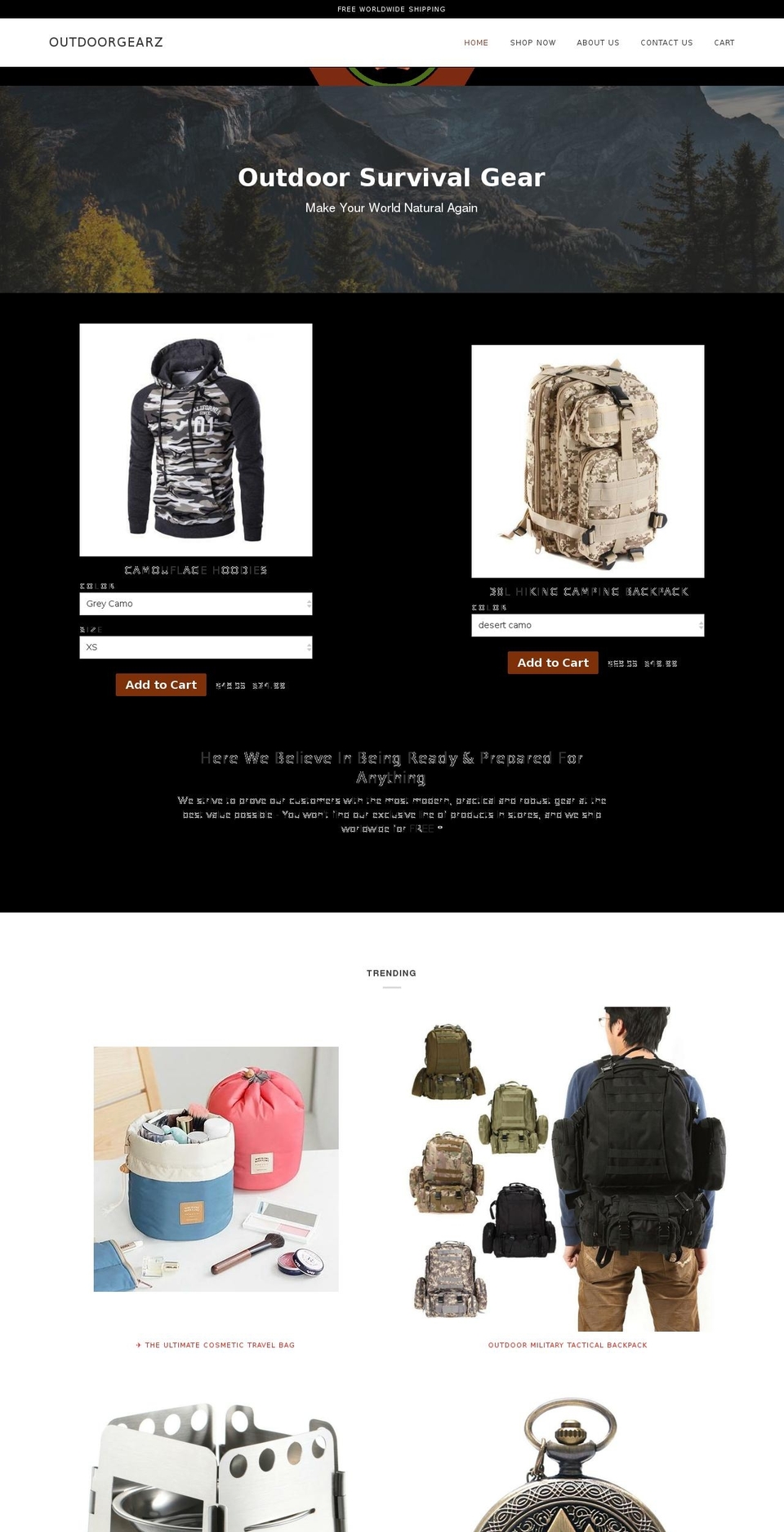 outdoorsurvivalgears.com — Shopify storefront screenshot