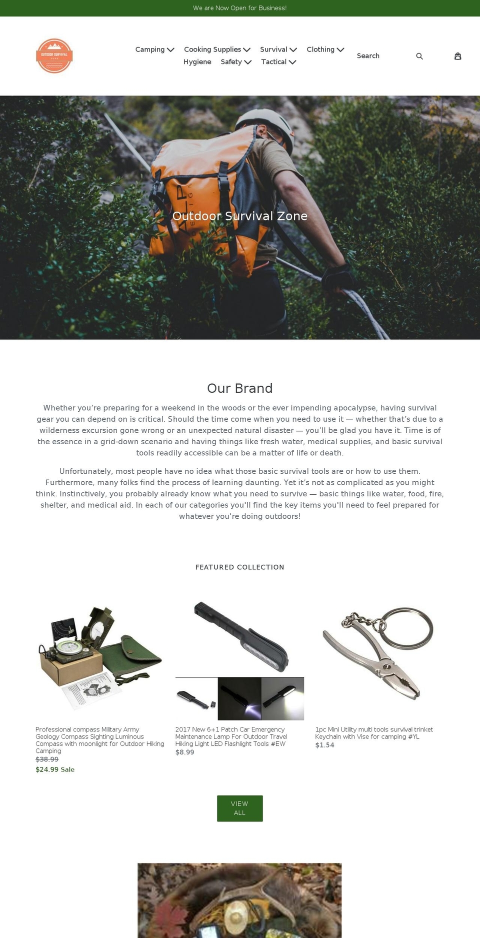 outdoorsurvivalzone.com — Shopify storefront screenshot