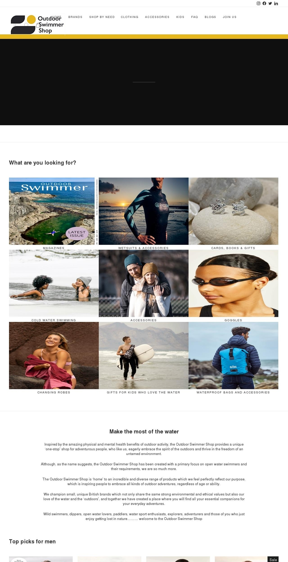 outdoorswimmershop.com shopify website screenshot