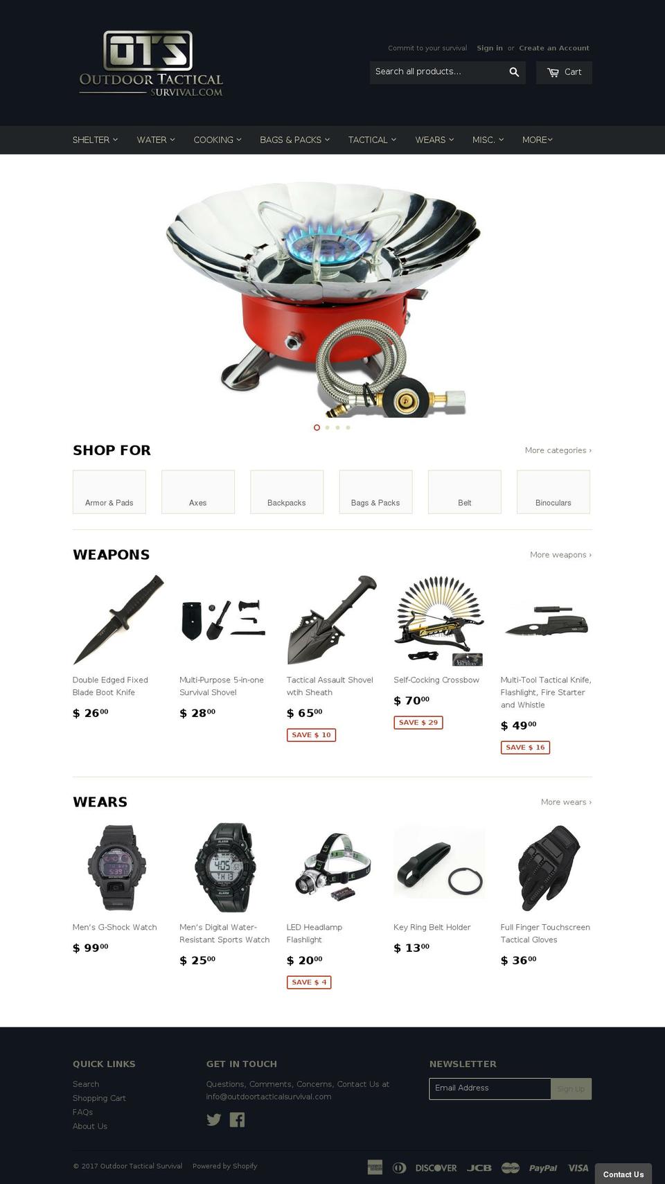 outdoortacticalsurvival.com shopify website screenshot