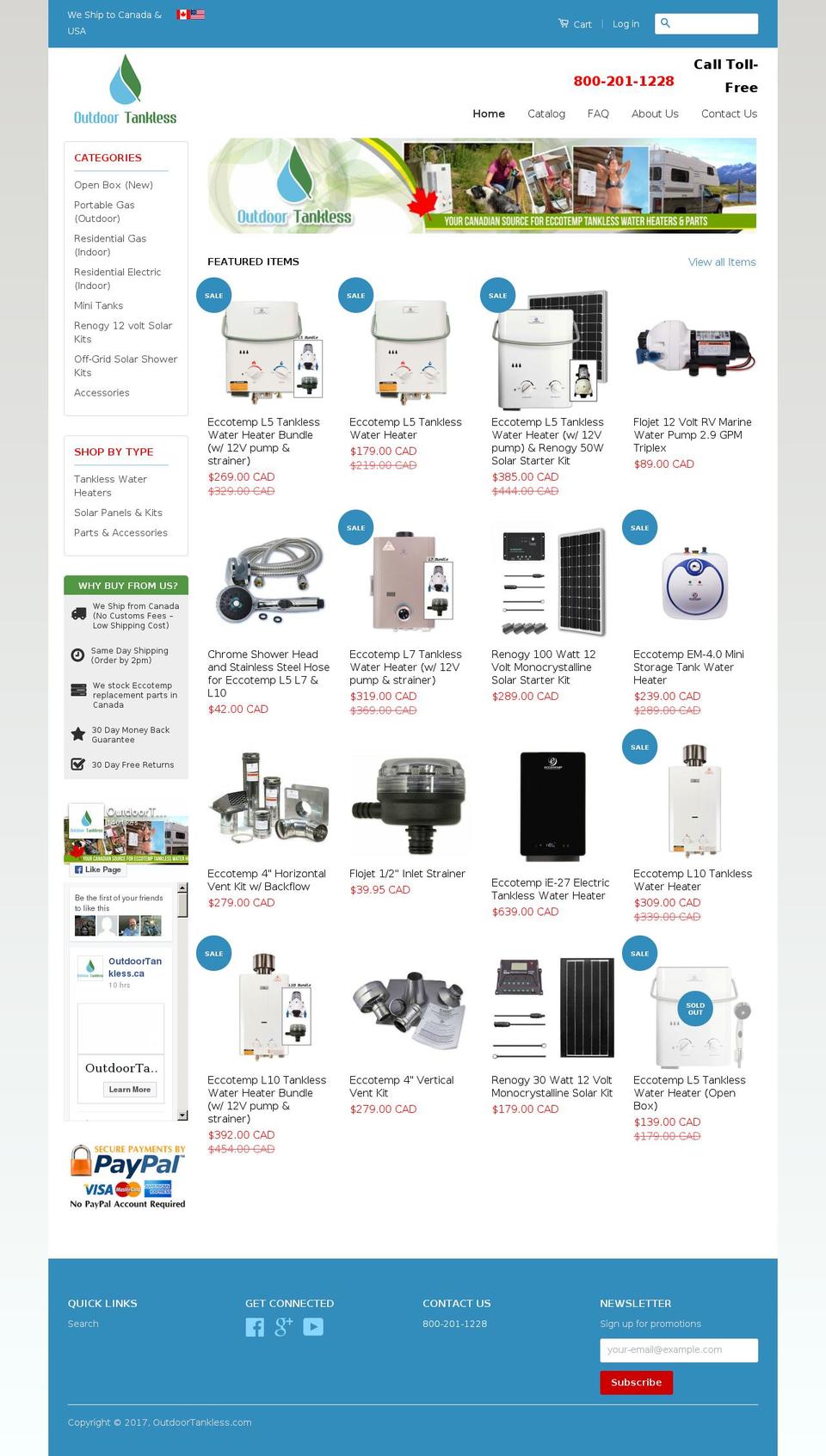 Shoptimized Shopify theme site example outdoortankless.com