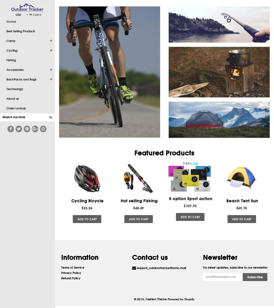 Adventure Shopify theme site example outdoortracker.net