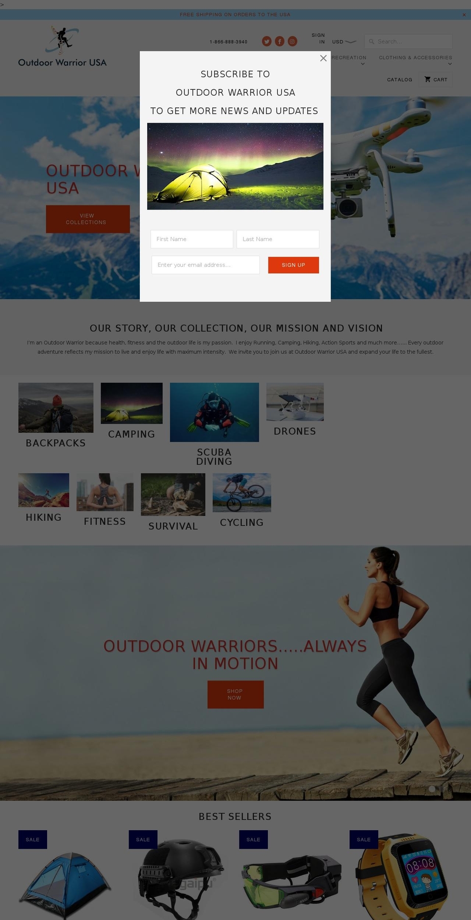 outdoorwarriorusa.com — Shopify storefront screenshot