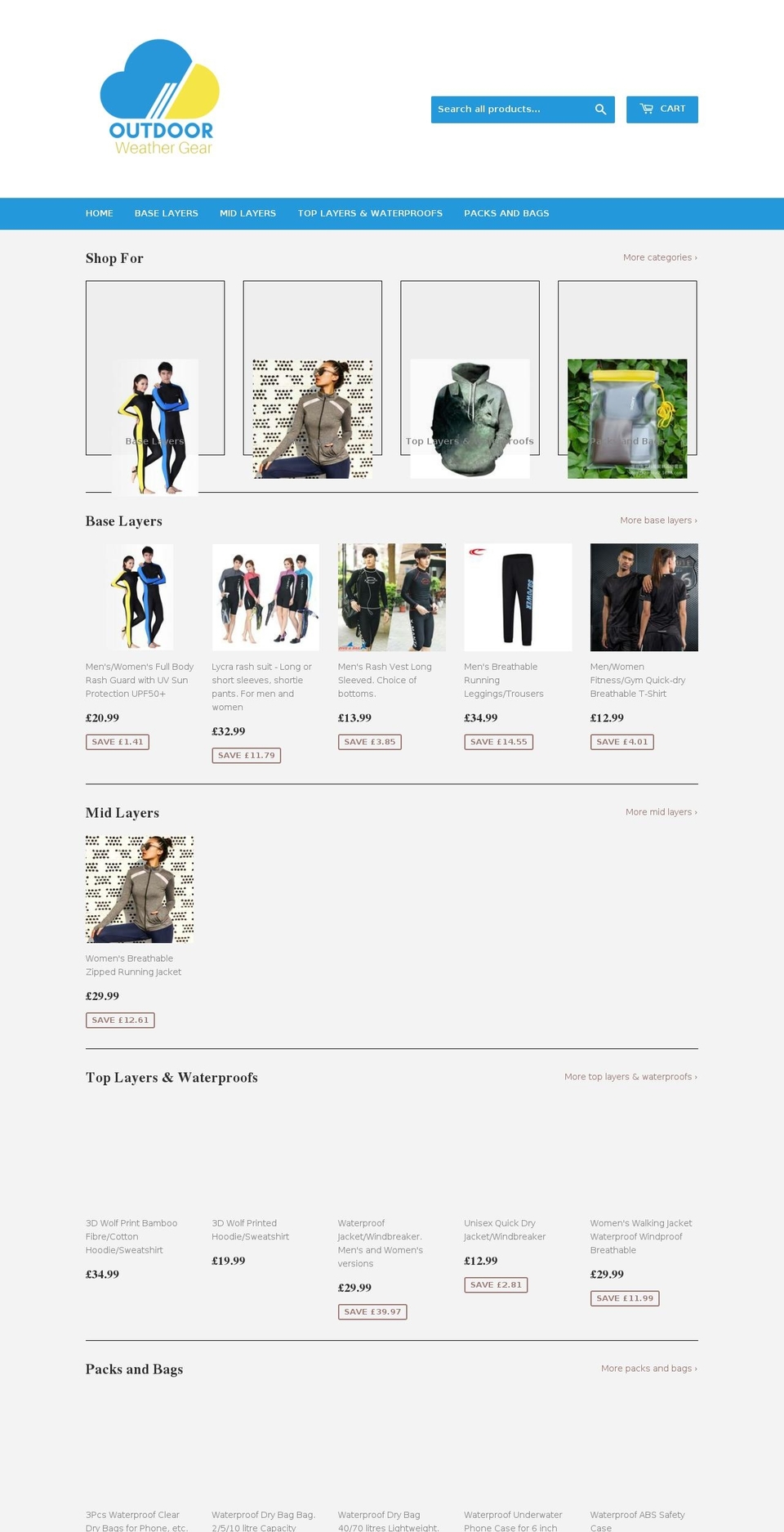 outdoorweathergear.com — Shopify storefront screenshot