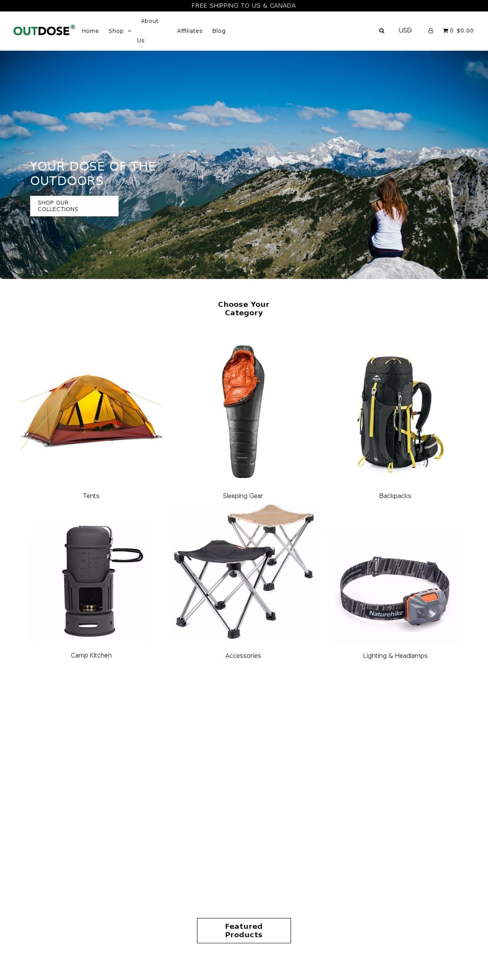 outdose.com — Shopify storefront screenshot