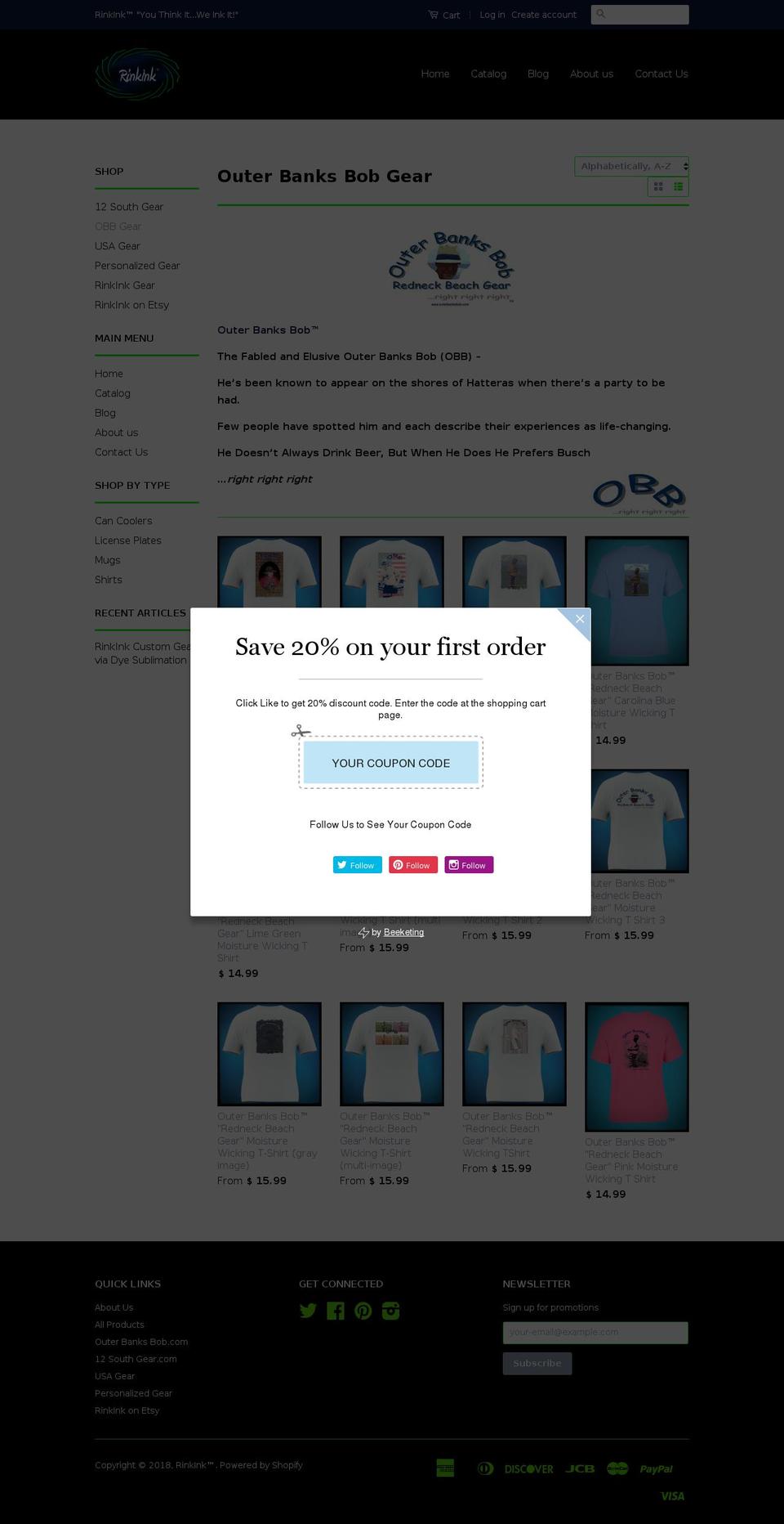 outerbanksbob.com — Shopify storefront screenshot