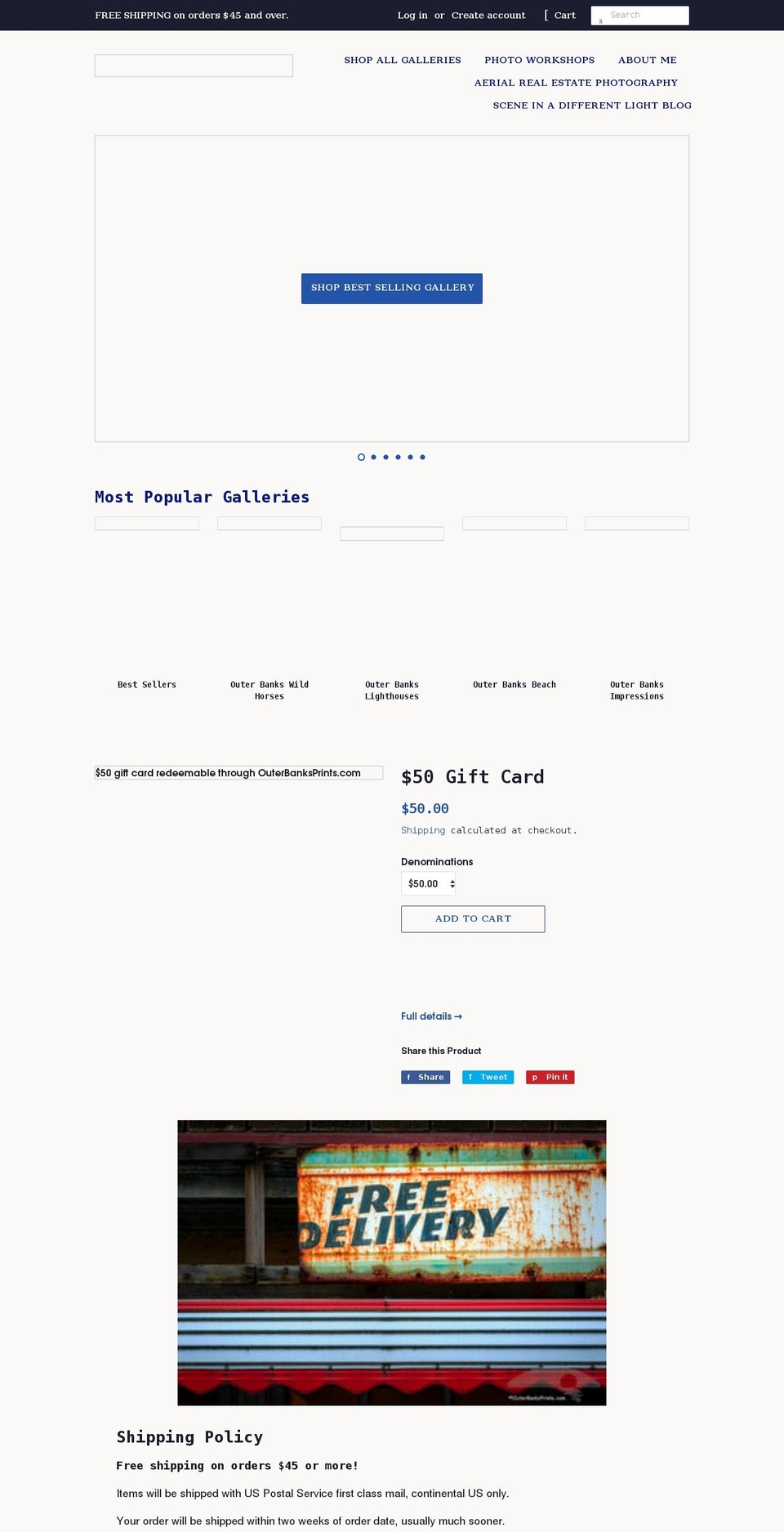outerbanksprints.com shopify website screenshot