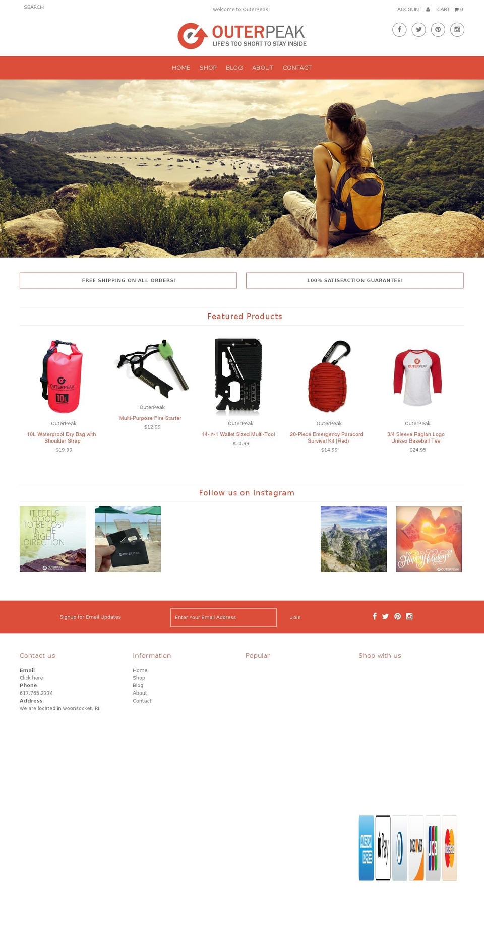 outerpeak.com shopify website screenshot