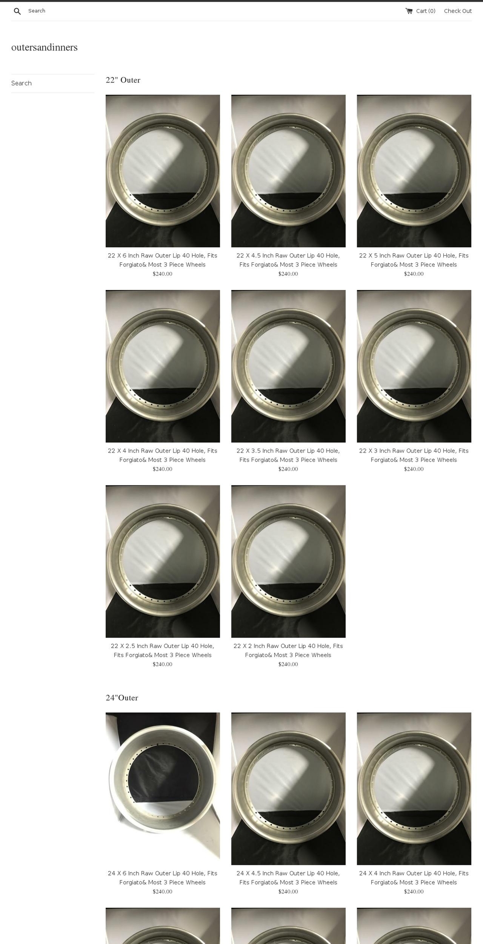 outersandinners.com — Shopify storefront screenshot