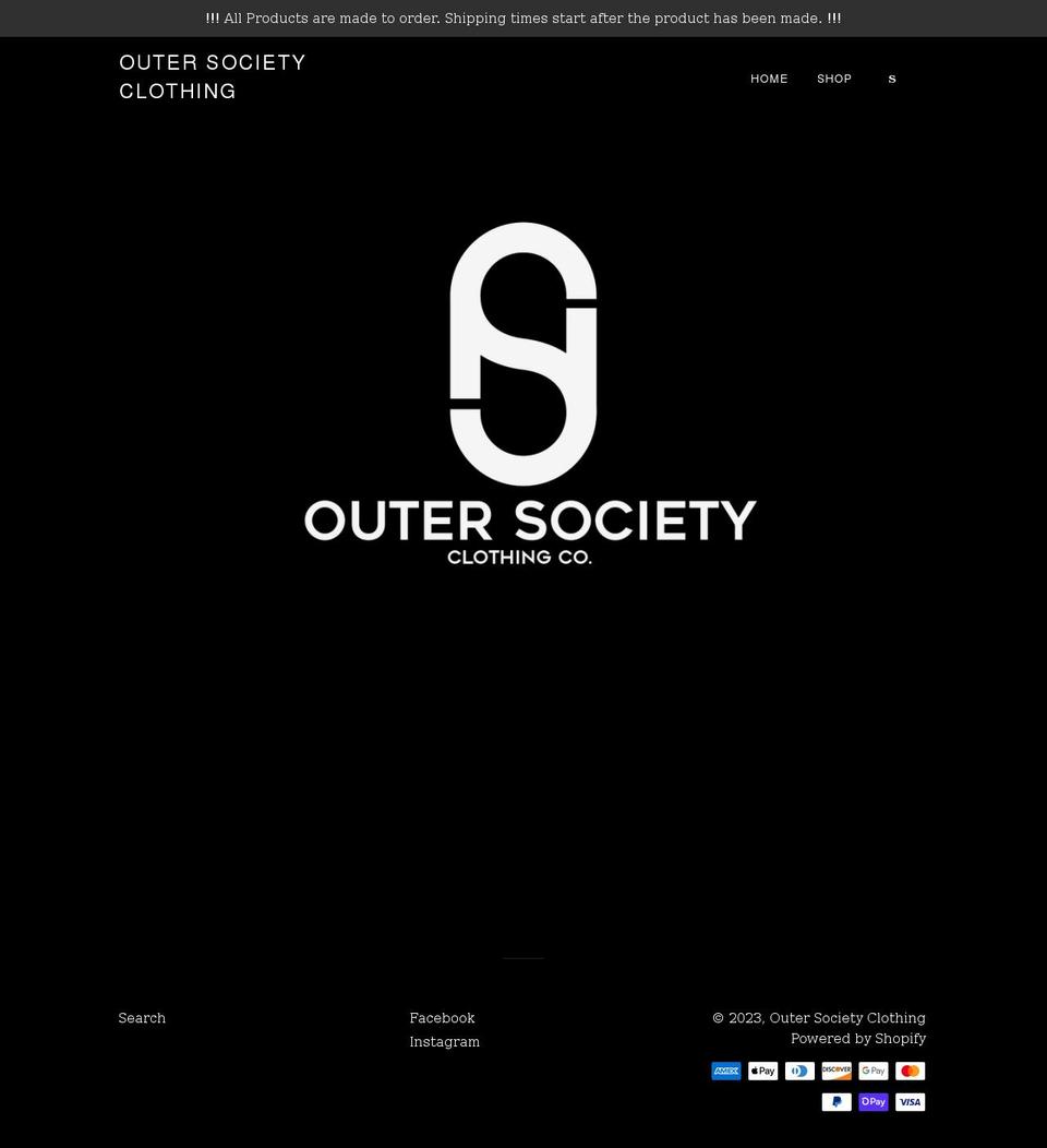 outersocietyclothing.com — Shopify storefront screenshot