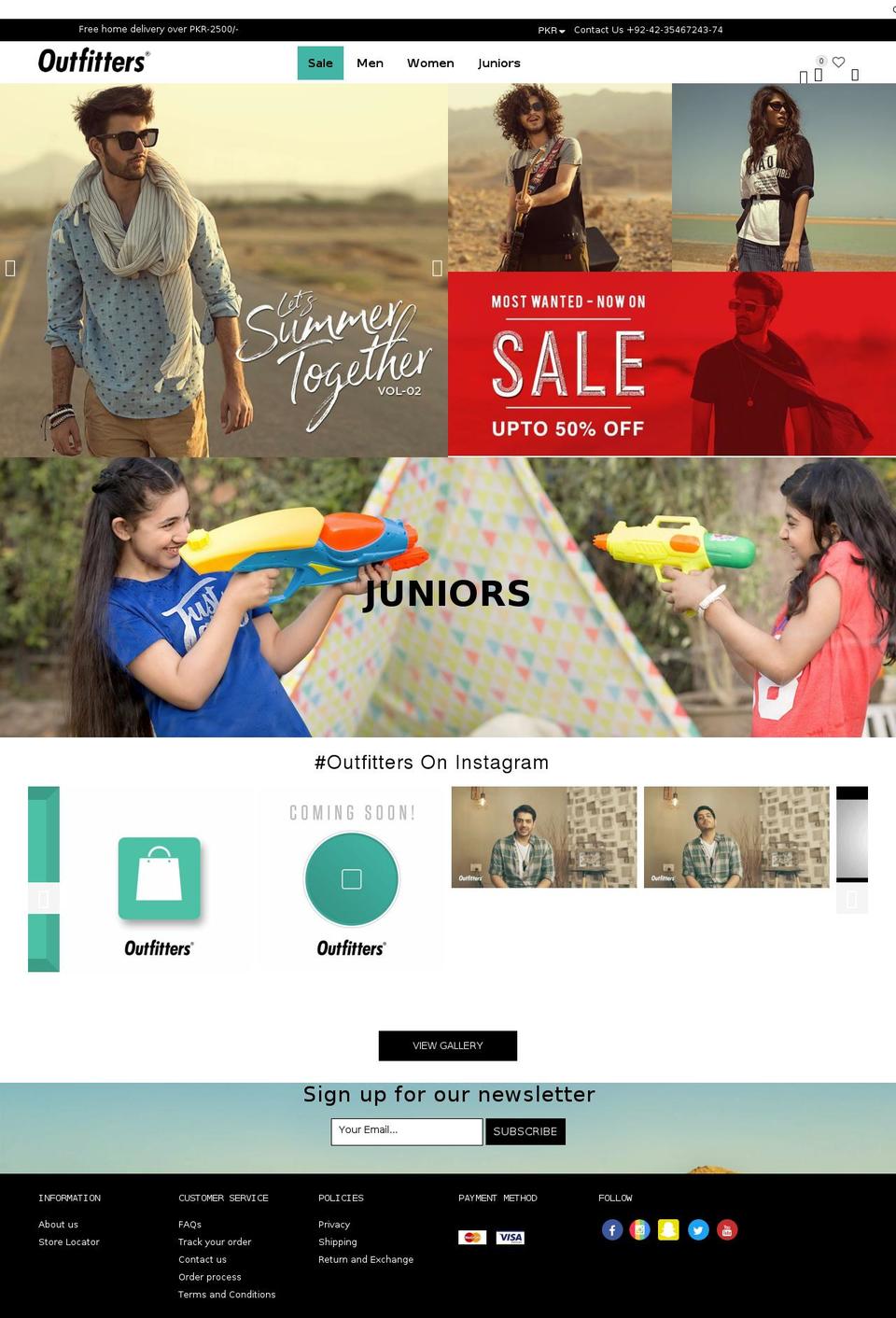 outfitters.com.pk shopify website screenshot
