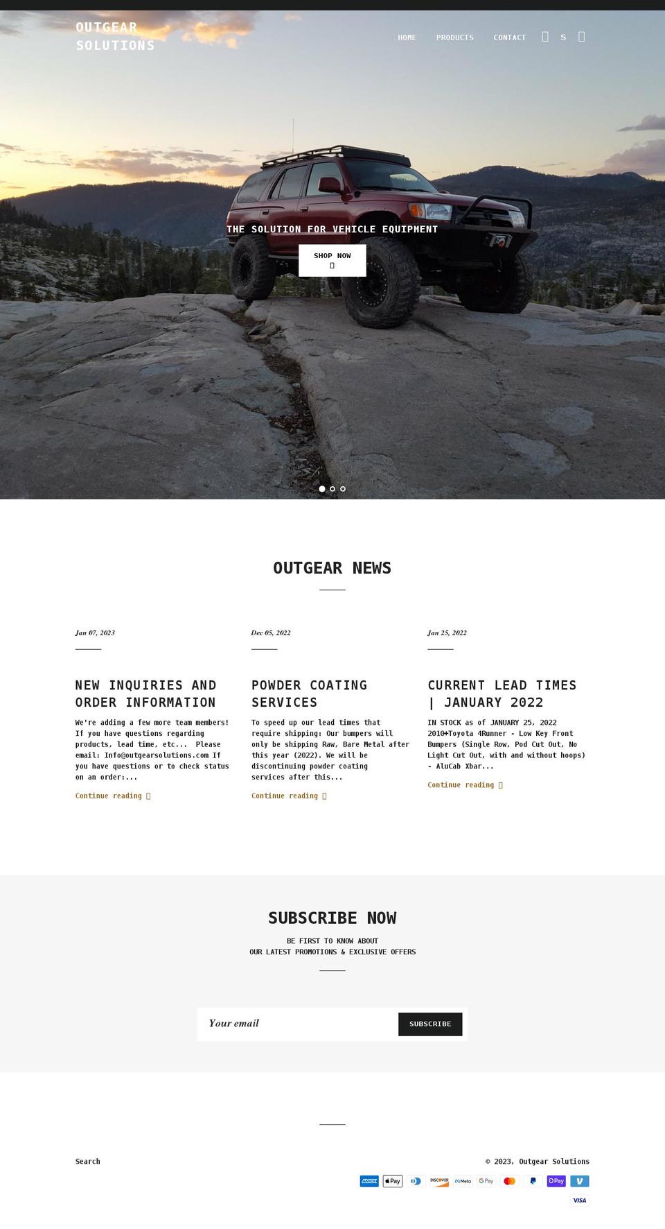 outgearsolutions.com shopify website screenshot