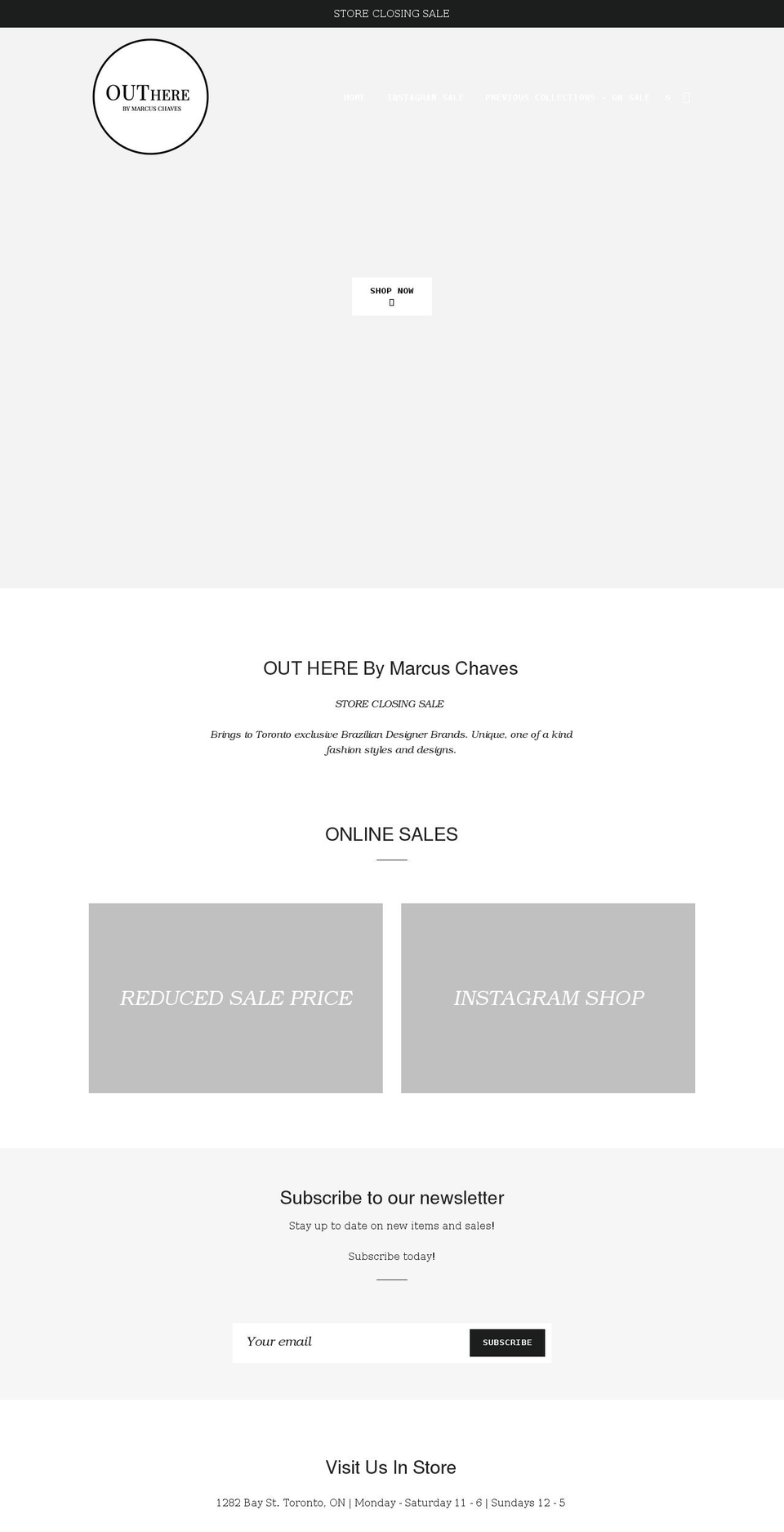 outheretoronto.com shopify website screenshot