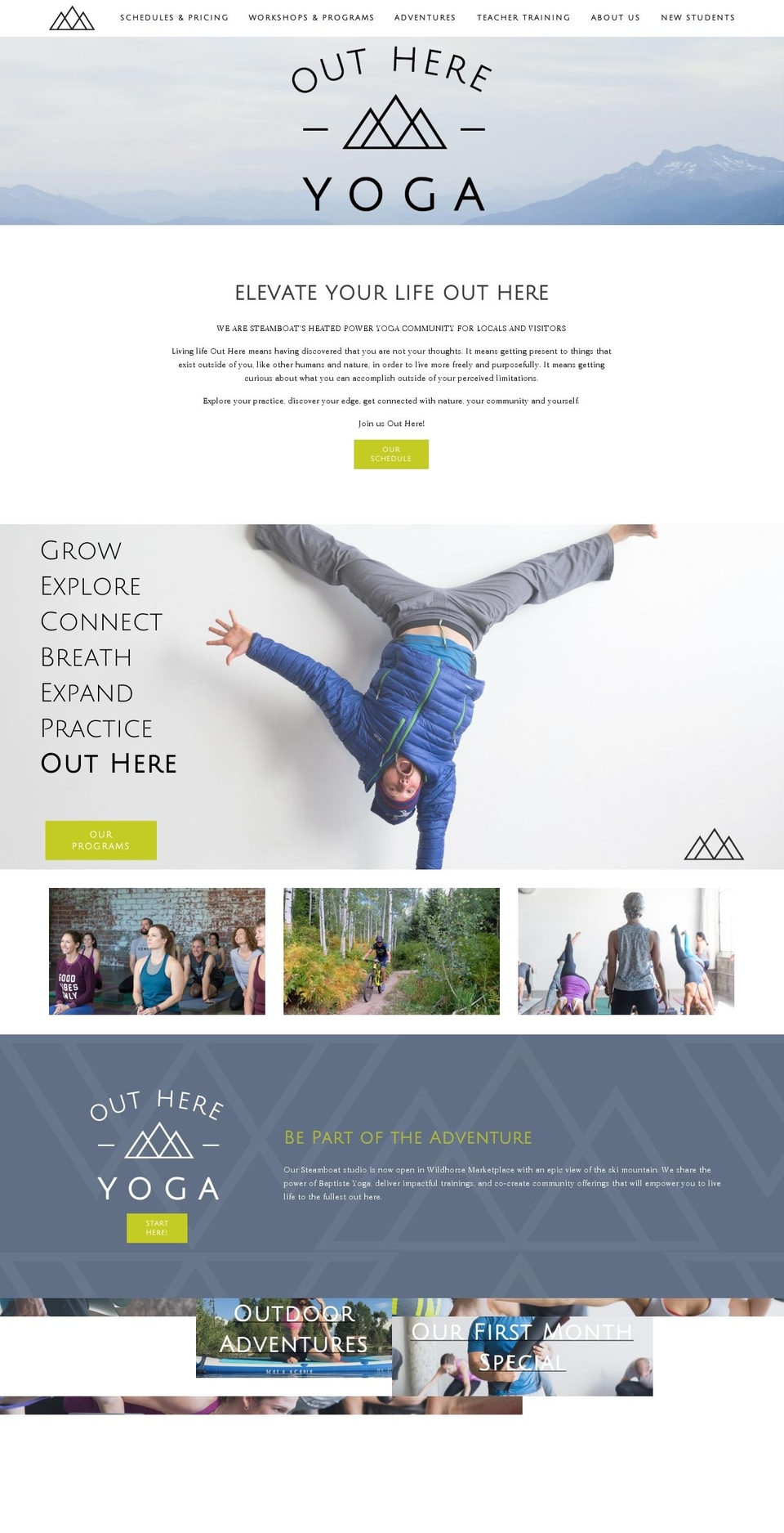 outhereyoga.com shopify website screenshot