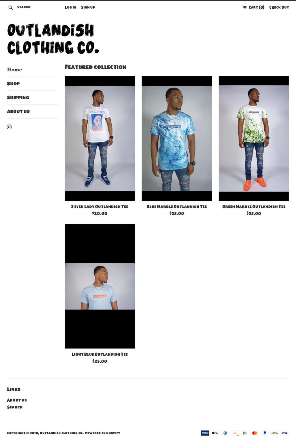 outlandishclothingco.com shopify website screenshot