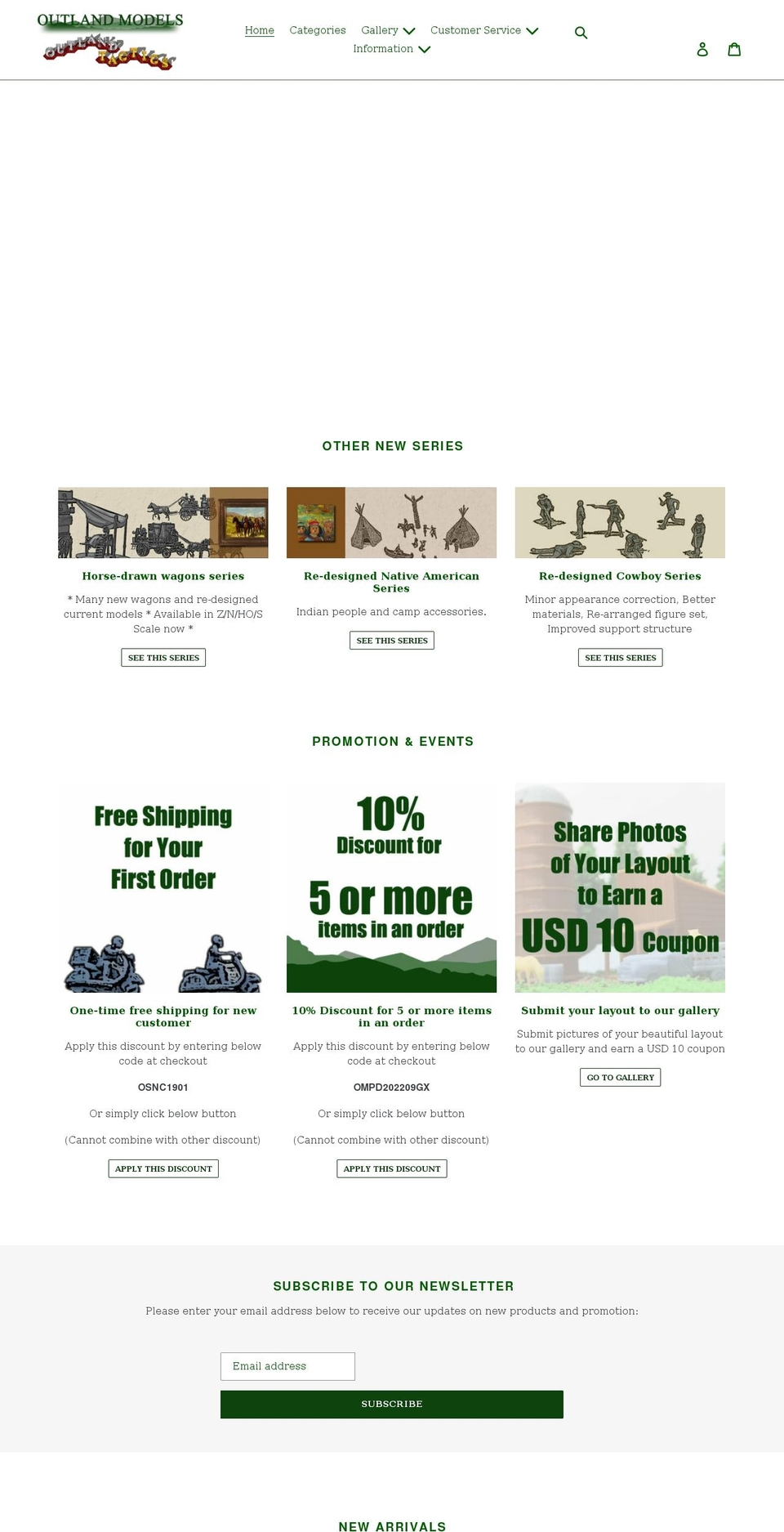 outlandmodels.com shopify website screenshot